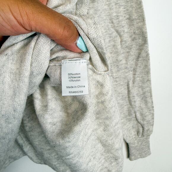 Subtle Luxury Namaste Embroidered Lightweight Sweater Gray Cotton Blend - XS/S - Picture 5 of 9